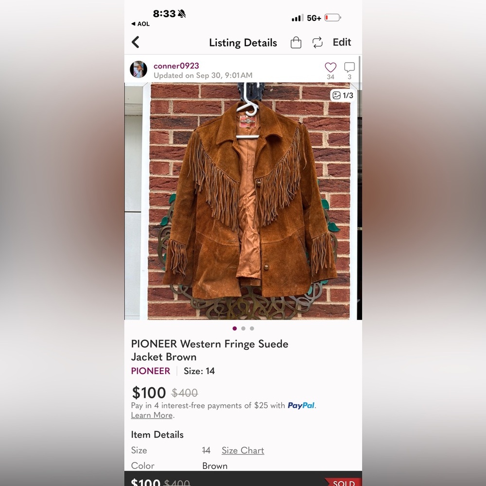 PIONEER Tan Suede Fringe Jacket